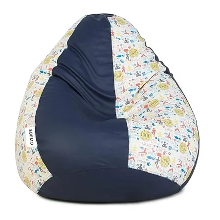 Amazon Brand Solimo Classic XXXL Filled Bean Bag with Beans Yoga Print Multicolour