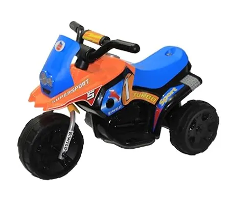 Brunte Turbo Battery Operated Sports Bike Orange Blue with Light and Sound