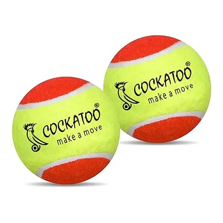 Cockatoo Rubber Cricket Tennis Ball Construction of Tennis Ball for Cricket for Optimal Performance Suitable for All Skill Levels 90 Gr Per Ball Pack of 2 Yellow Orange 