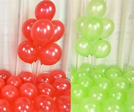 Flyloons Green Red Balloons Pack of 50 for birthday decoration items also suitable for Anniversary Wedding Celebration Party