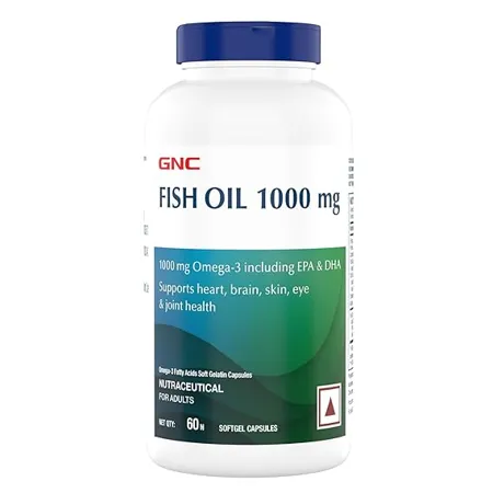 GNC 1000 Mg Omega 3 Fish Oil for Men Women 60 Softgels Omega 3 with 180 mg EPA 120 mg DHA Promotes Joint Health Improves Focus Memory Protects Vision Supports Healthy Cholesterol Fomulated In USA
