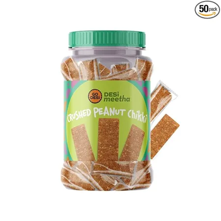 Go Desi Crushed Peanut Chikki Jar No Added Preservatives and Colours Gajak Sweets Gazak 50 pieces