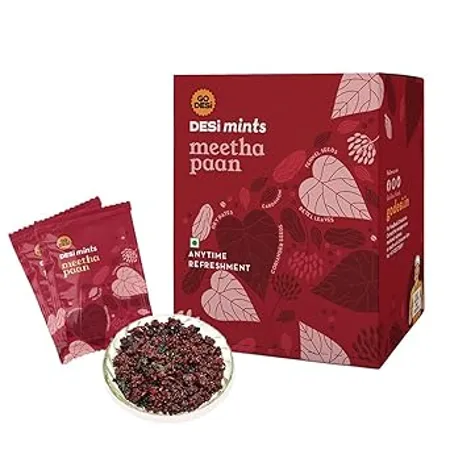 Go Desi Meetha Paan Mouth fresheners Desi Mints Refreshing Mouthfreshener Mukhwas Box of 40 Sachets