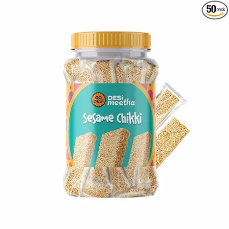 Go Desi Sesame Chikki Jar Til Chikki Nutritious Bar No Added Preservatives and Colours Gajak Sweets Gazak 50 pieces