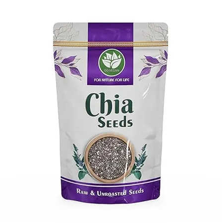 Go Vegan Raw Unroasted Chia Seeds 1kg Omega 3 and Fiber for Weight Loss