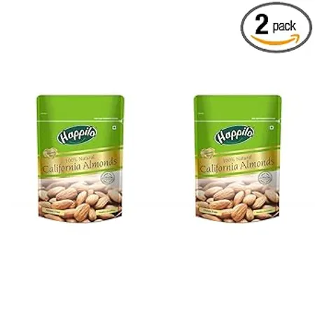 Happilo 100 Natural Premium California Almonds 200 g Dried Badam Giri High in Fiber Boost Immunity Real Nuts Gluten Free Zero Cholesterol Pack of 2 