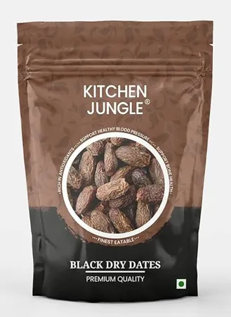 Kitchen Jungle Black Dry Dates 1 KG Brown Sukha Khajoor Kala Chuara Kharik