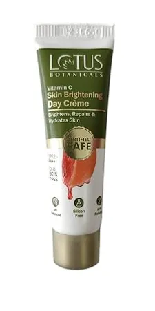 Lotus Botanicals Skin Brightening Day Cream Mini Pack Vitamin C SPF 25 PA Lightweight Silicon Chemical Free All Skin Types 7g