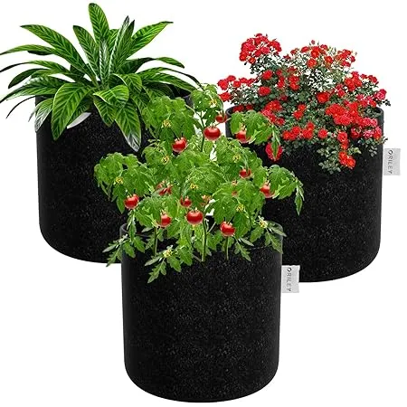 ORILEY Grow Bag Heavy Duty Geo Fabric Plant Pot Lightweight Bags Ideal for Gardening Balcony Terrace Black Round 400 GSM 4 x 4 inch Pack of 3 