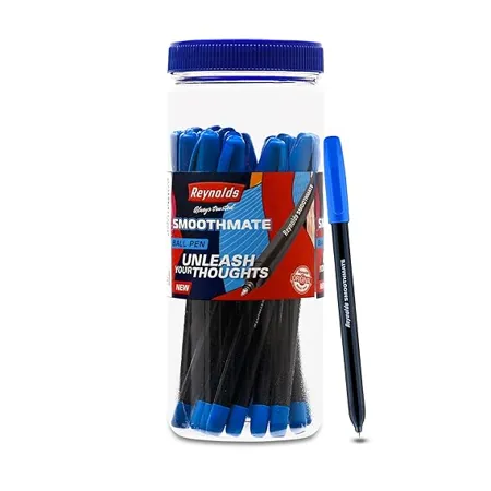 Reynolds SMOOTHMATE 20 CT JAR BLUE I Lightweight Ball Pen With Comfortable Grip for Extra Smooth Writing I School and Office Stationery 0 7mm Tip Size
