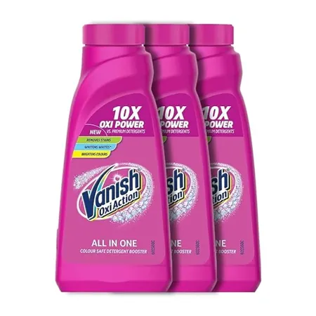 Vanish 400 ml Pack of 3 All In One Stain Remover Removes Tough Stains Brightens Colours Detergent Add On Suitable with all Washing Detergent Powders and Liquids