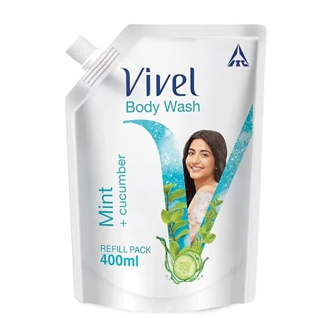 Vivel Body Wash Mint Cucumber Shower Creme Liquid Refill Pouch 400 ml