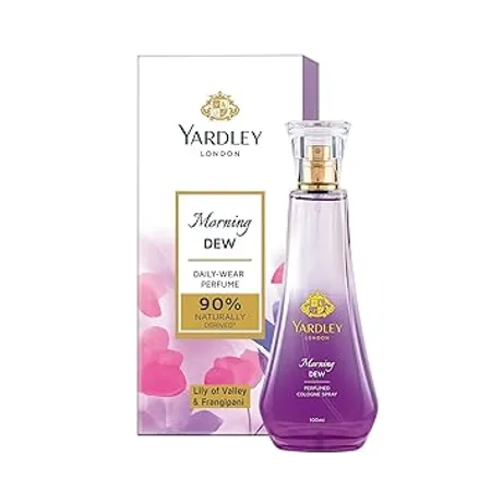 Yardley London Morning Dew Perfume Fresh Floral Scent 90 Naturally Derived Lilly of Valley Frangipani Perfume for Women 100ml