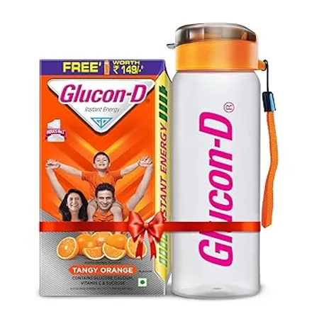 Glucon D Tangy Orange Glucose Powder With Free Sipper 1kg Refill For Tasty Healthy Orange Flavoured Glucose Drink Provides Instant Energy Vitamin C Boosts Immunity Contains Calcium for Intense Bone Health