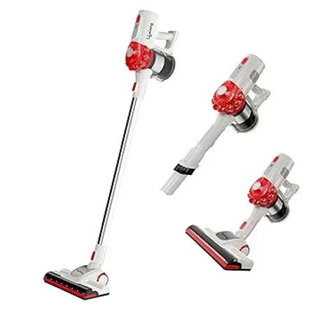 Lifelong Vacuum Cleaner for Home Cordless Hoseless with 0 5L Dust Capacity 130W Rechargeable with Cyclonic Technology Used as Sofa Bed Floor Carpet Kitchen Dust Cleaner Red White 