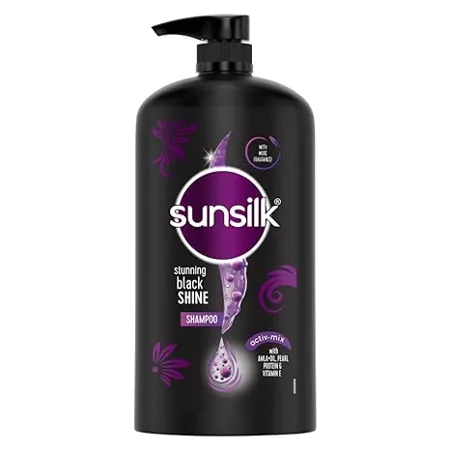 Sunsilk Black Shine Shampoo 1L for Shiny Moisturised Fuller Hair with Amla Oil Pearl Protein Paraben Free