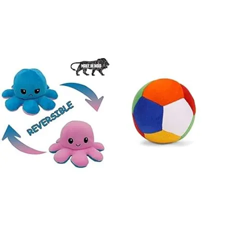 Babique Octopus Sitting Plush Soft Toy Cute Kids Animal Home Decor Boys Girls 28 cm CH OCTPS PINK BLU 28 Ball Rattle Sound Soft Toy for Kids Baby Boy Girl Birthday 10 cm 