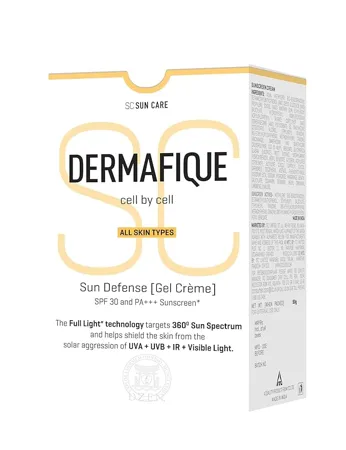 Dermafique Sun Defense Gel Cr me SPF 30 PA Sunscreen 50g All Skin Types 360 Sun Spectrum Protection Prevents Tanning Pigmentation Photoaging UVA UVB IR Visible Light Protection Dermatologist Tested on Indian Skin for Men Women