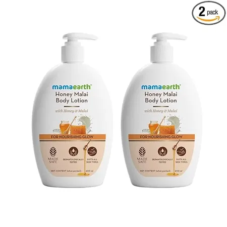 Mamaearth Honey Malai Body Lotion with Honey Malai for Nourishing Glow 400 ml Pack of 2 