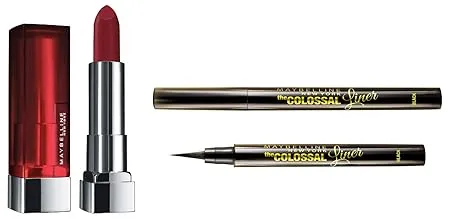 Maybelline New York Color Sensational Creamy Matte Lipstick 695 Divine Wine 3 9g Maybelline New York The Colossal Liner 1 2ml Black 