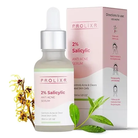 Prolixr 2 Salicylic Acid Face Serum Serum for Acne Blackheads and Pore Refinement Face Serum for Men Women Targets Acne Marks Oil Control Open Pores Suitable for All Skin Types 30 ml