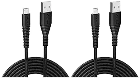URBN USB Micro 3 4A Fast Charging Cable 5ft Unbreakable Nylon Braided Quick Charge Compatible with Samsung Micro USB Devices Data Transfer Tangle Free Black Pack of 2 