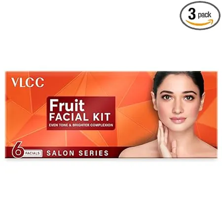 VLCC Salon Series Fruit Facial Kit 6 Facials 300 g At Home Fruit Facial Tightens Skin Lightens Dark Spots Brightens Skin Tone Papaya Cucumber Peach Orange Green Apple 