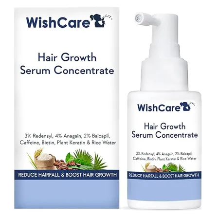 WishCare Hair Growth Serum Concentrate 3 Redensyl 4 Anagain 2 Baicapil Caffeine Biotin Plant Keratin Rice Water Hair Growth Serum for Men Women