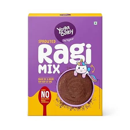 Yogababy by YogaBar Sprouted Ragi Mix Healthy Porridge Mix for Infants Kids Children Easy to Slurp Baby Foods Tasty Cereal for Babies Rich in Protein Fibre Calcium Iron 250g