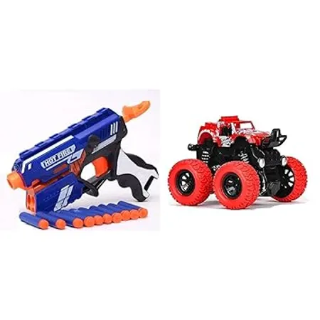 GRAPHENE Blaze Storm Manual Soft Bullet Shooting Gun Toy Multicolor GRAPHENE Monster Truck Toys for Kids Friction Powered Monster Truck Car Toy Multi Color Pack of 1 