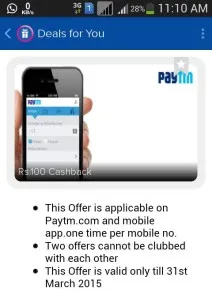 Paytm Rs 100 cashback on Rs 200