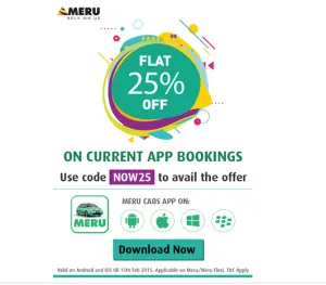 Merucabs 25% off NOW25