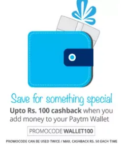 Paytm 5% cashback wallet100