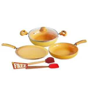  Wonderchef Da Vinci Cookware Set, 3-Pieces (Free Silicone Spoon & Spatula worth 750-).