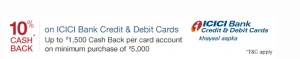 amazon icici 10% cashback