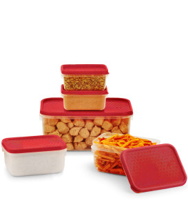 All Time Polka Kitchen Container 5 Pcs Set - Red