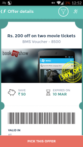 Bookmyshow 50% off Rs 200 freecharge