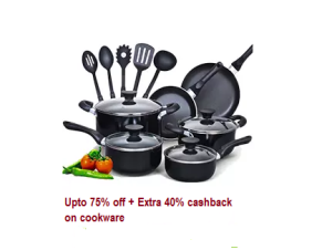  Cookware combos upto 75% off + extra 40% cashback
