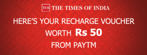 Times of india Rs 50 free paytm voucher