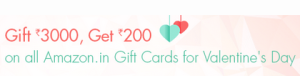amazon gift card Rs 200 extra on 3000