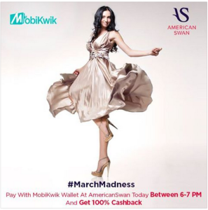 mobikwik american swan 100% cashback