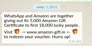 amazon whatsapp scam