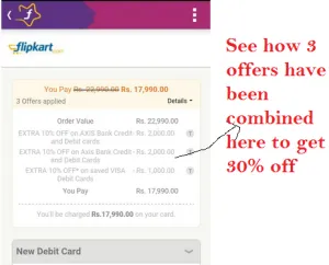 flipkart extra 30% off with axis bank debit card