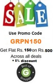  groupon Rs 150 off on 499 + 5% off