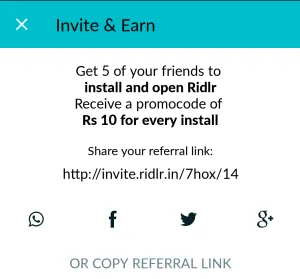 ridlr app - Invite and earn