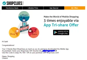 shopclues refer and earn proof