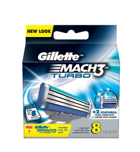  Gillette Mach3 Turbo Blades - 8 Cartridges (Free Pack of 2) Rs 295 only