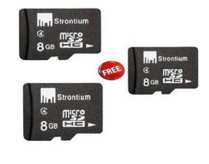 Strontium 8 GB (Class 4) MicroSDHC Memory Card (Buy 1 Get 2 Offer) Rs 309 paytm