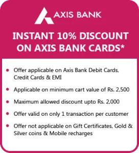 axis bank 10% instant discount infibeam