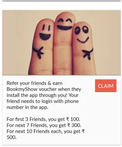 bookmyshow free voucher refer and earn